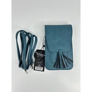 K Carroll Crossbody Mini Purse Wallet Phone Bag RFID Lining Teal Card Slots